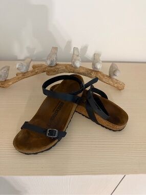 Birkenstock Black Strappy Ankle Buckle Sandals